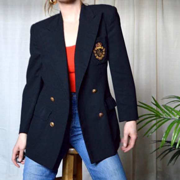 ralph lauren navy crest blazer